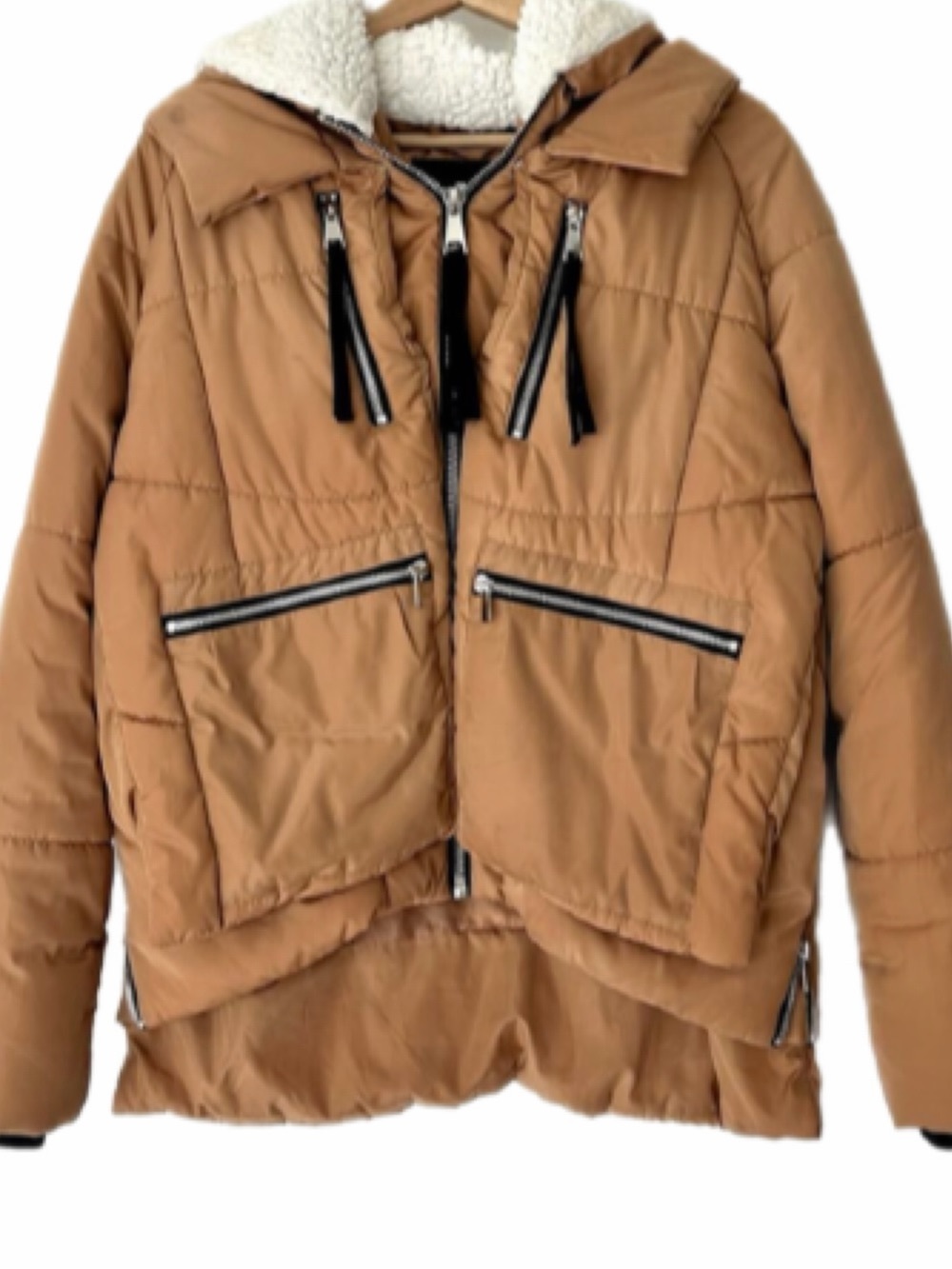 7 For All Mankind Puffer Thermal Puff Jacket Camel Brown Size M